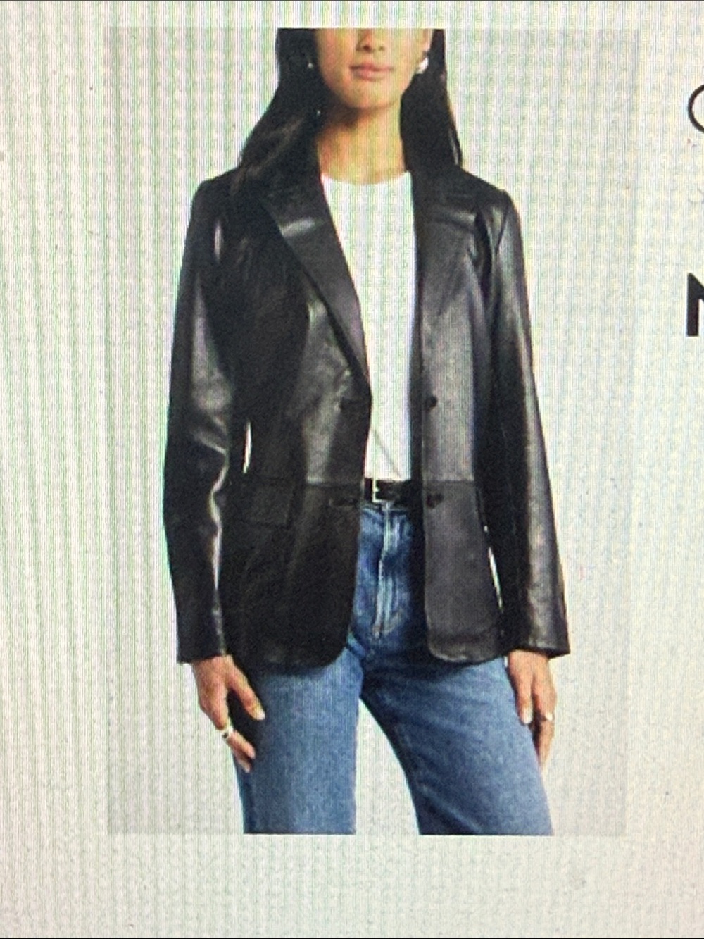 Nordstrom Women’s Black Leather Two-Button Blazer